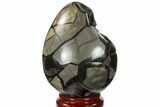 Septarian Dragon Egg Geode - Black Crystals #134636-1